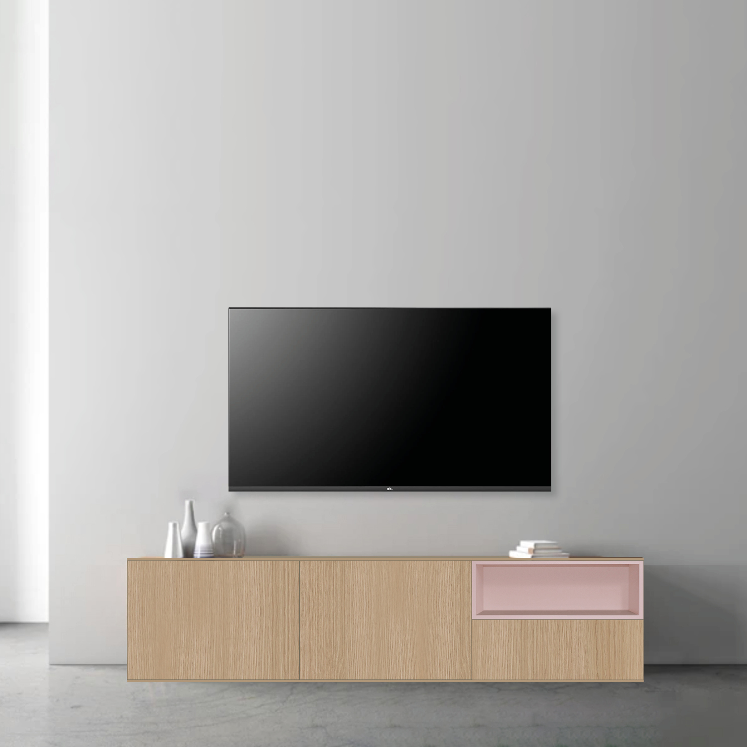 Tv-meubel Axi (200cm breed) - Dressoir wit 99cm eiken roze - 3E00P003